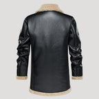 Men’s Leather Aviator Coat Sherpa Lined Button Outerwear