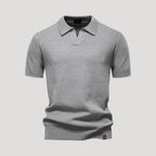 Men’s Short Sleeve Henley Polo Shirt Casual Knit Top