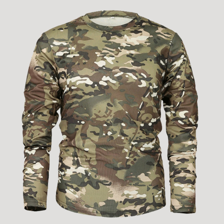 Men’s Camo Long Sleeve Crew Neck Outdoor Tactical Shirt