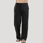 Men’s Linen Pants Drawstring Relaxed Fit Casual Trousers
