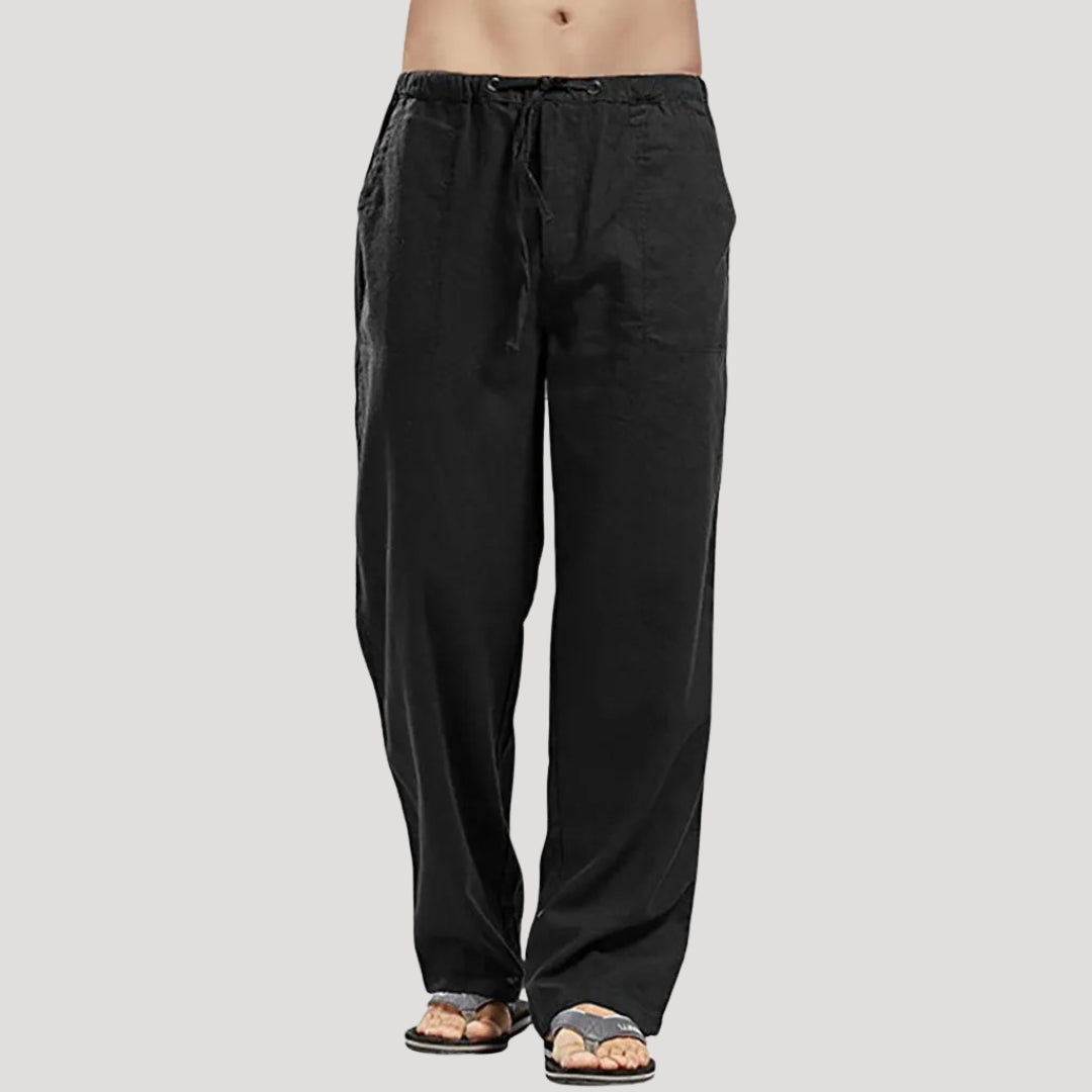 Men’s Linen Pants Drawstring Relaxed Fit Casual Trousers