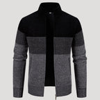 Men’s Color Block Zip Sweater Casual Knit Cardigan Jacket