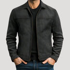 Men’s Leather Jacket Zip Up Casual Motorcycle Coat Slim Fit