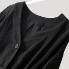 Women’s Blouse V Neck Long Sleeve Button Cropped Loose