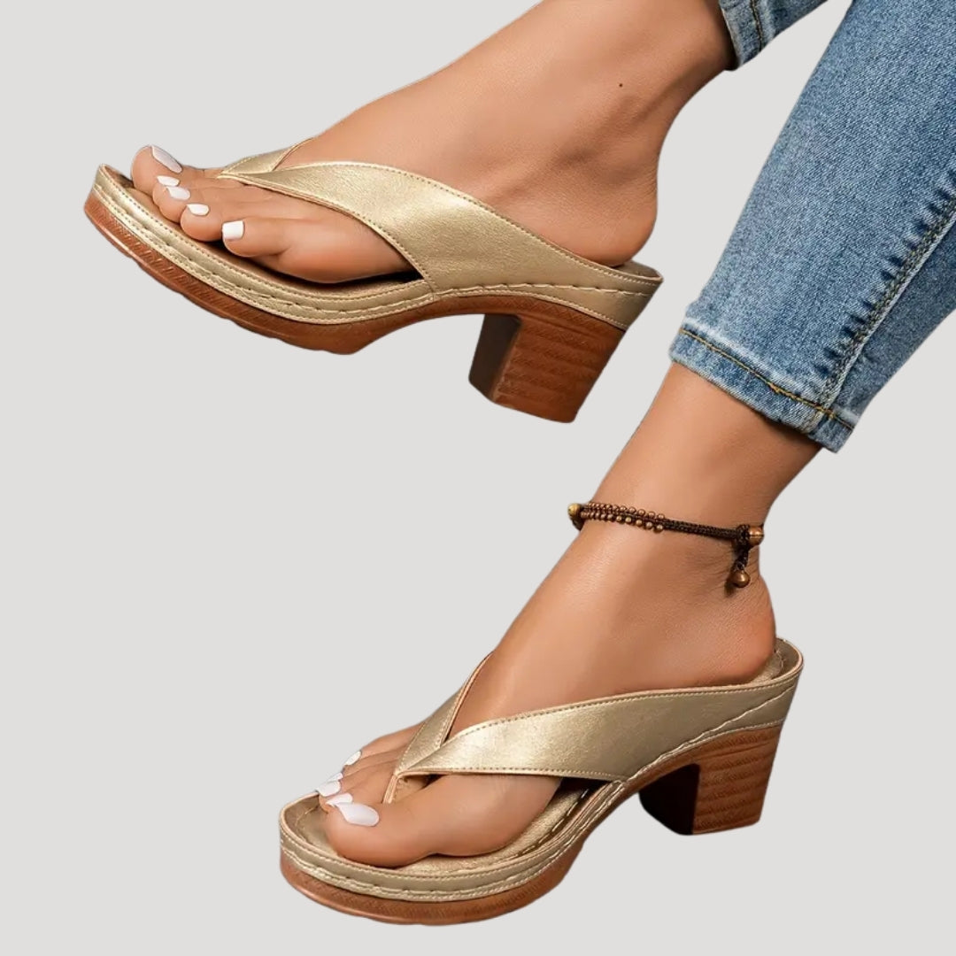 Women’s Sandals Slide Heeled Thong Open Toe Casual
