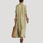 Women’s Summer Dress Maxi Shirt Casual Loose Collared