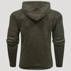 Men’s Knit Pullover Hoodie Ribbed Sleeve Sweatshirt