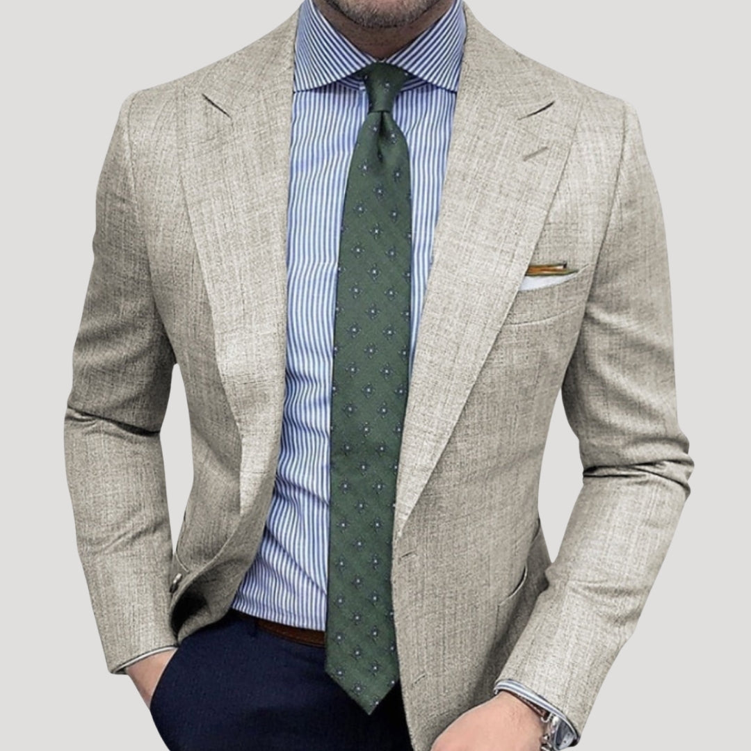 Men’s Linen Blend Blazer Lightweight Tailored Fit Jacket