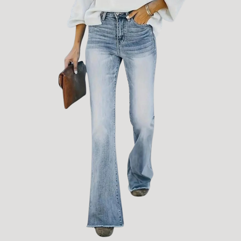 Dámske Rifle Rozšírené S Vysokým Pásom Bootcut Retro Strih