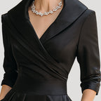Women Wrap Midi Dress V Neck Elegant Fit Flared Skirt