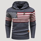 Men’s American Flag Graphic Hoodie Casual Knit Pullover Top