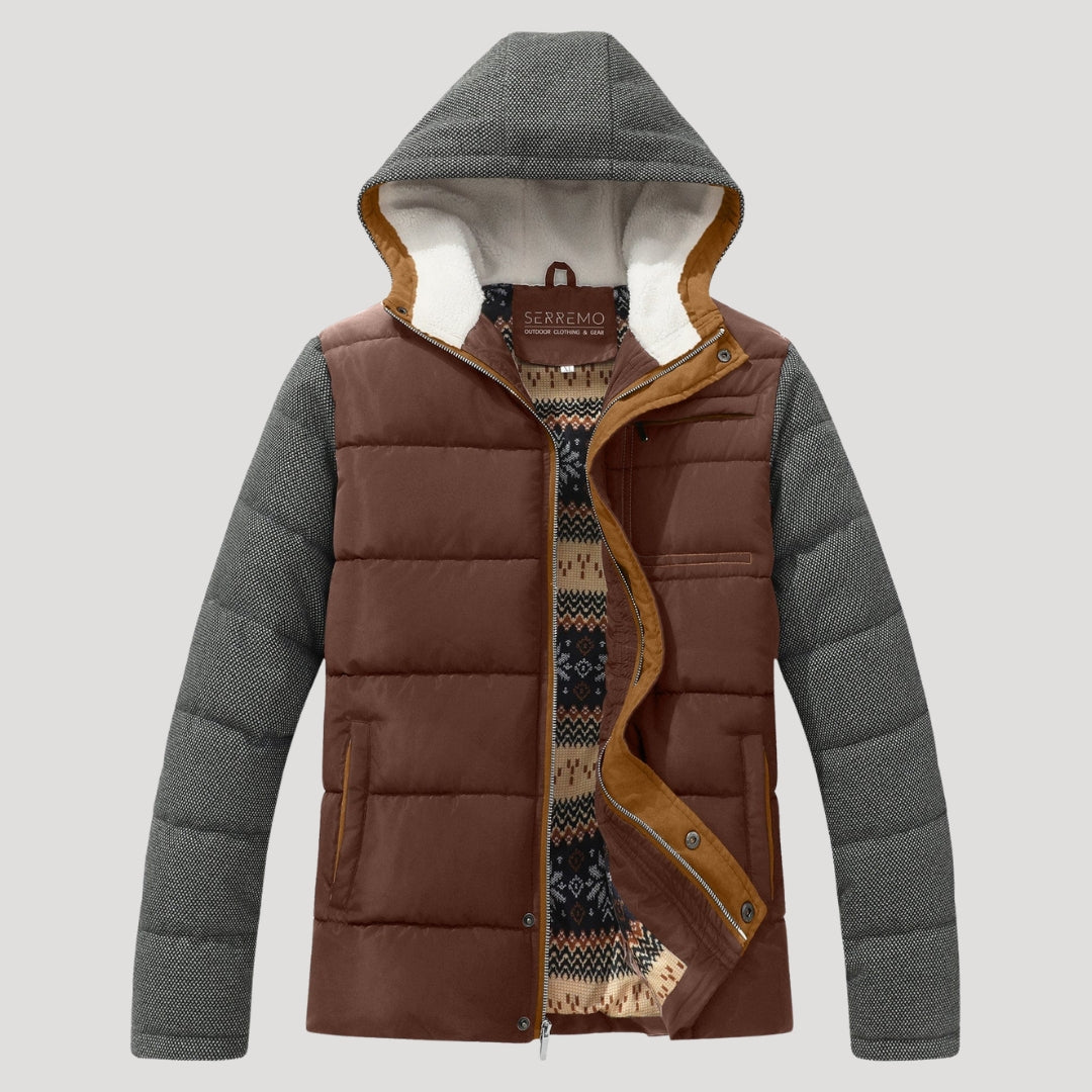 Men’s Hooded Puffer Jacket Quilted Zip Coat
