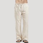 Men’s Linen Pants Drawstring Relaxed Fit Casual Trousers