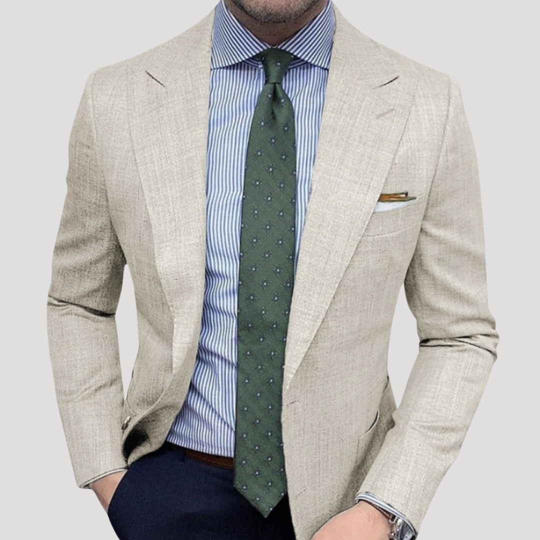 Men’s Linen Blend Blazer Lightweight Tailored Fit Jacket