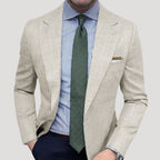 Men’s Linen Blend Blazer Lightweight Tailored Fit Jacket