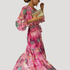 Women’s Maxi Dress Long Sleeve V Neck Boho