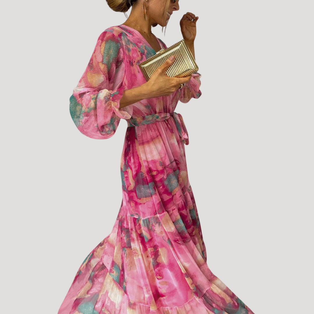 Women’s Maxi Dress Long Sleeve V Neck Boho