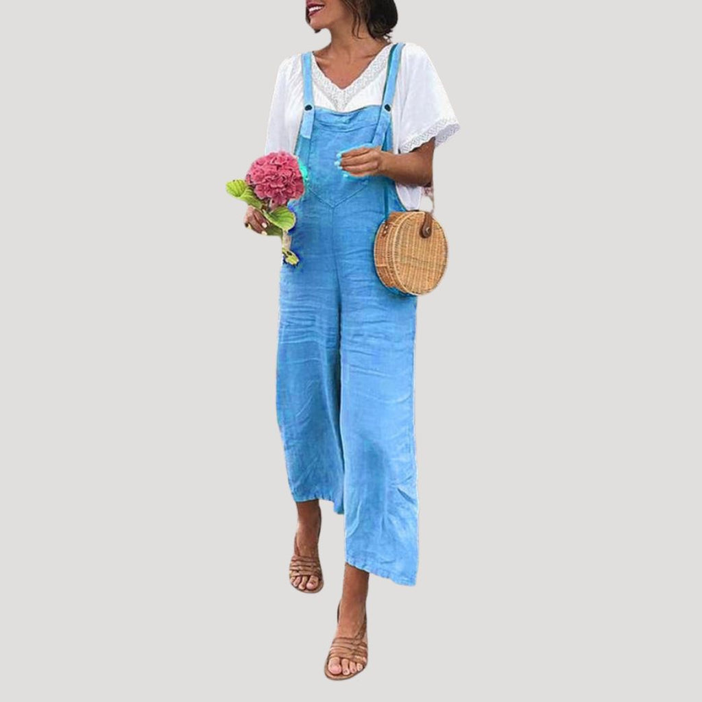 Women’s Linen Overalls Wide Leg Suspender Jumpsuit Pants