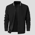 Men’s Textured Zip Up Bomber Jacket Casual Outerwear Coat