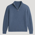 Mens Ribbed Knit Quarter Zip Sweater Long Sleeve Casual Jumper
