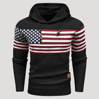 Men’s American Flag Graphic Hoodie Casual Knit Pullover Top