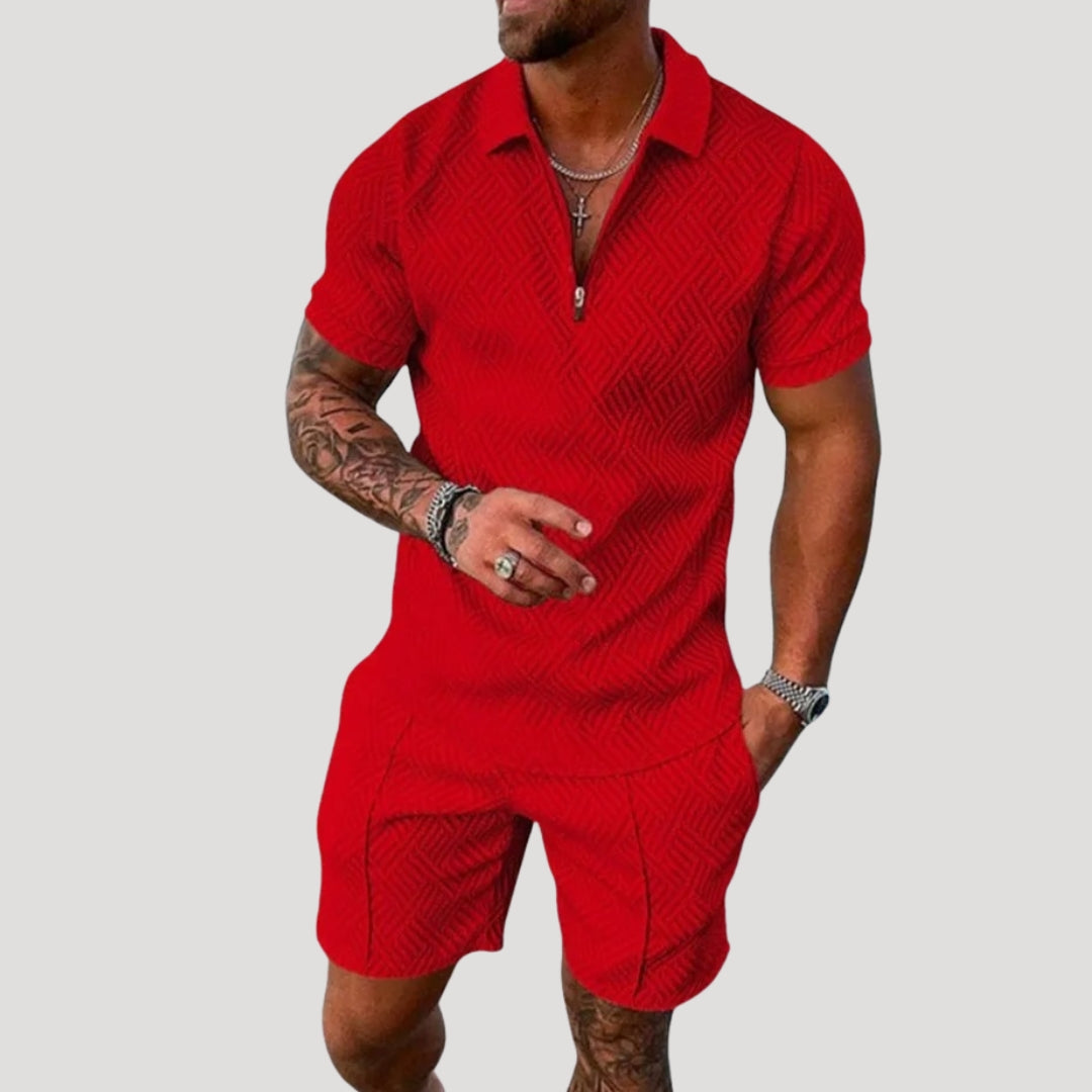 Men’s Short Sleeve Shirt And Shorts Set Relaxed Fit