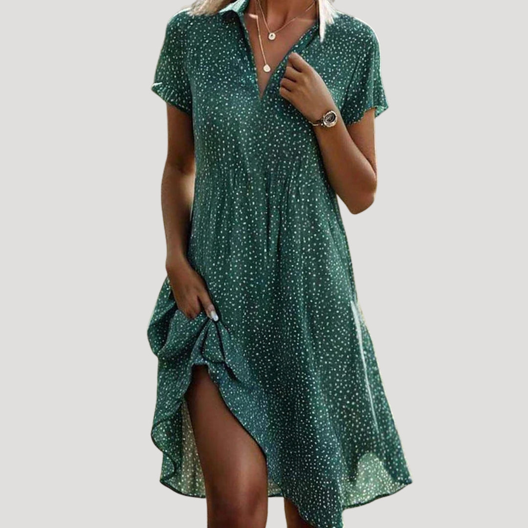 Women’s Summer Dress Midi Casual Polka Dot Short Sleeve