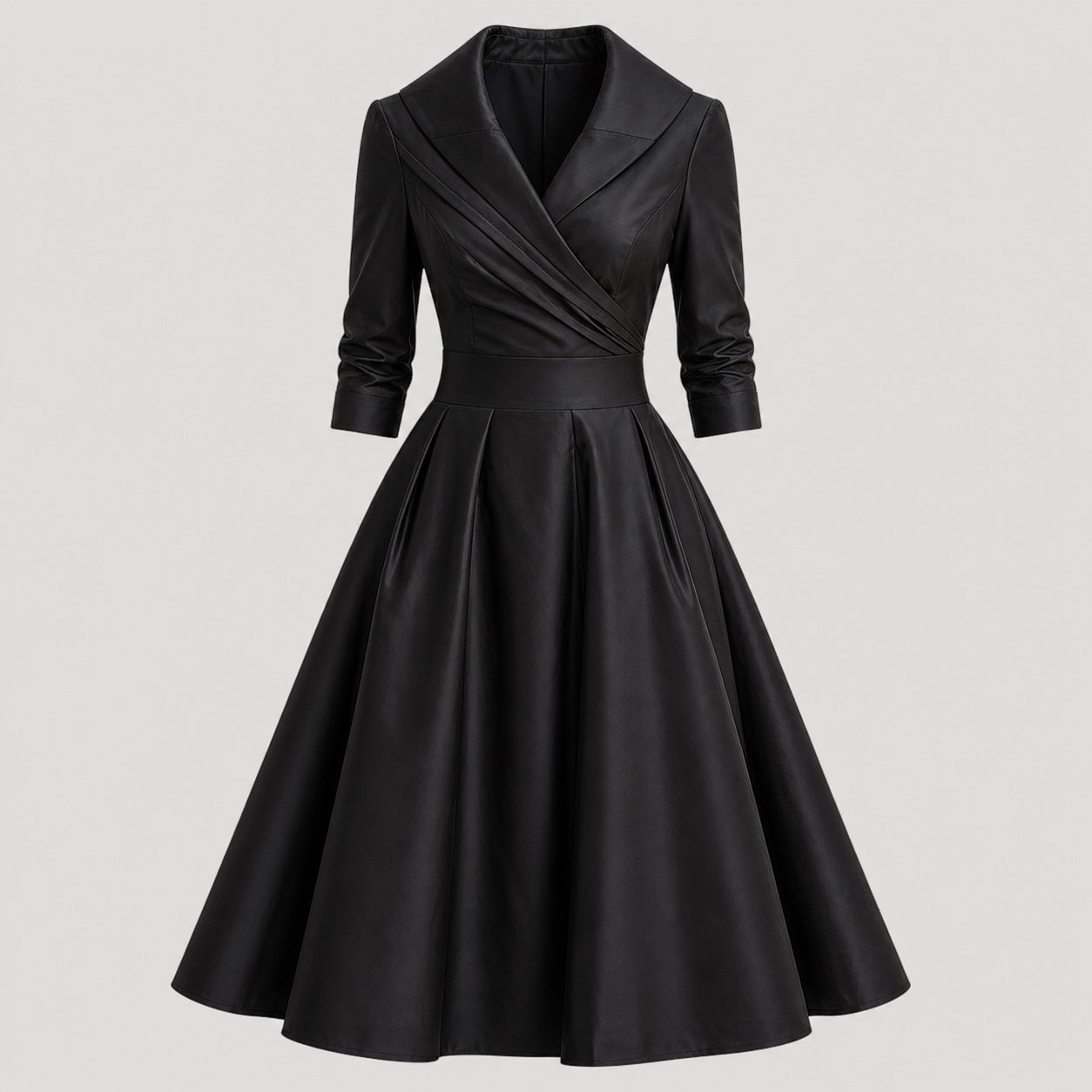 Women Wrap Midi Dress V Neck Elegant Fit Flared Skirt