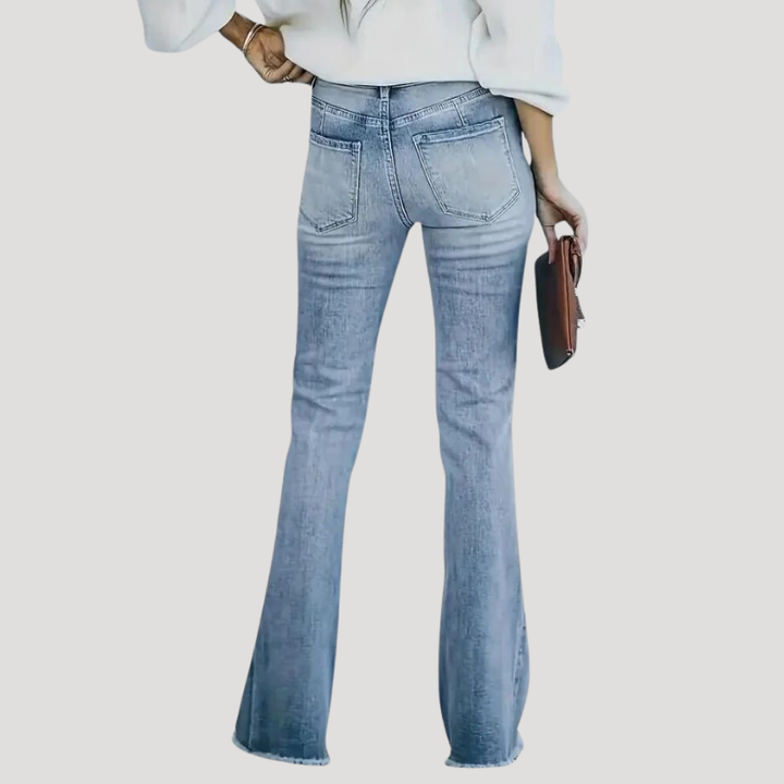 Dámske Rifle Rozšírené S Vysokým Pásom Bootcut Retro Strih