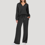 Women’s Lounge Set Long Sleeve Top Wide Leg Pants Outfit