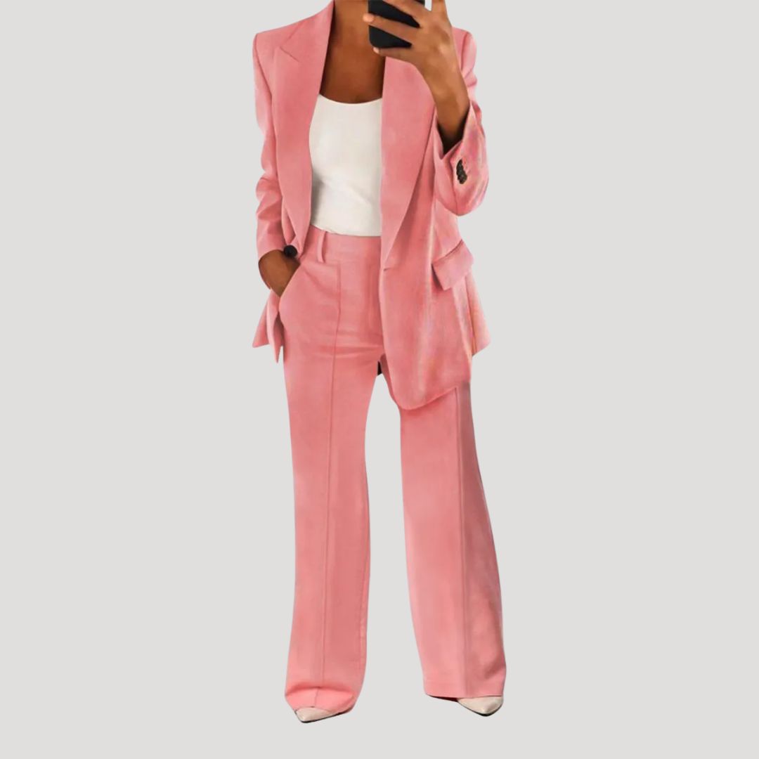 Women’s Blazer Pants Set Tailored Straight Leg Suit Outfit
