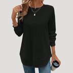 Women’s Long Sleeve Tunic Top Round Neck Relaxed Fit Shirt