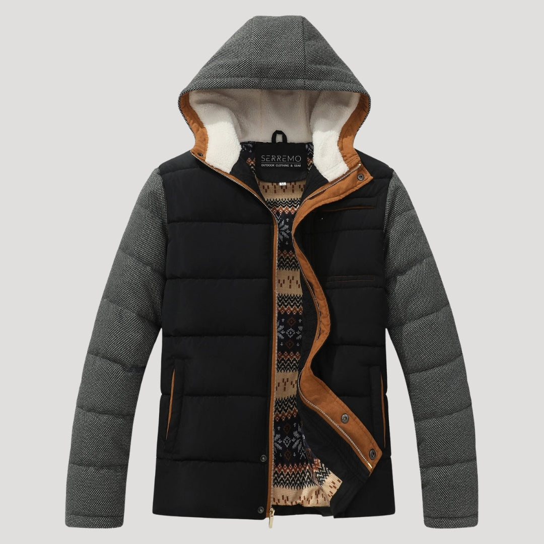 Men’s Hooded Puffer Jacket Quilted Zip Coat