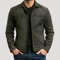 Men’s Leather Jacket Zip Up Casual Motorcycle Coat Slim Fit