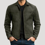 Men’s Leather Jacket Zip Up Casual Motorcycle Coat Slim Fit