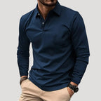 Men’s Long Sleeve Polo Shirt Casual Slim Fit Button Top