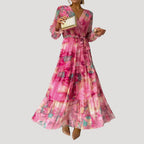 Women’s Maxi Dress Long Sleeve V Neck Boho