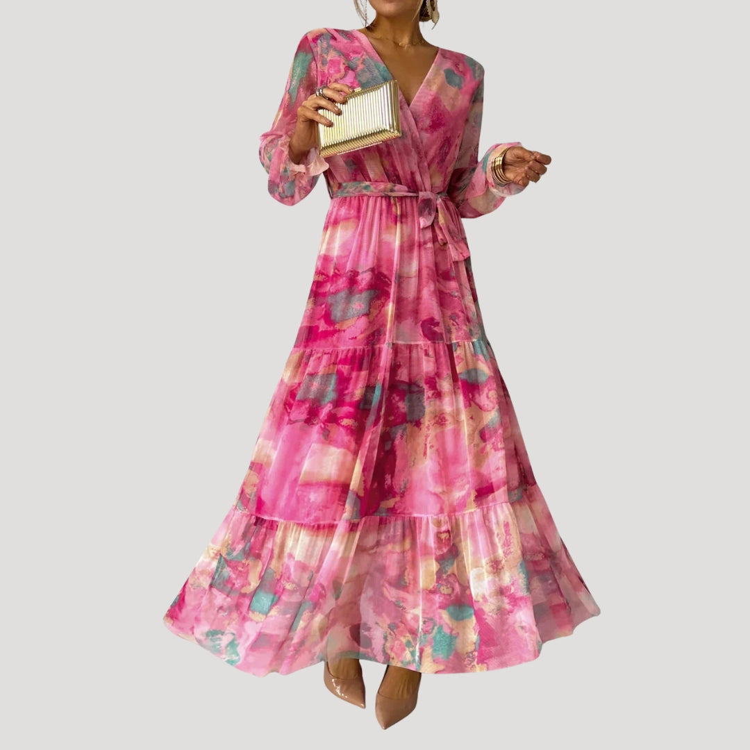 Women’s Maxi Dress Long Sleeve V Neck Boho
