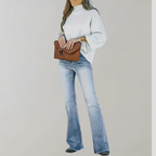 Dámske Rifle Rozšírené S Vysokým Pásom Bootcut Retro Strih