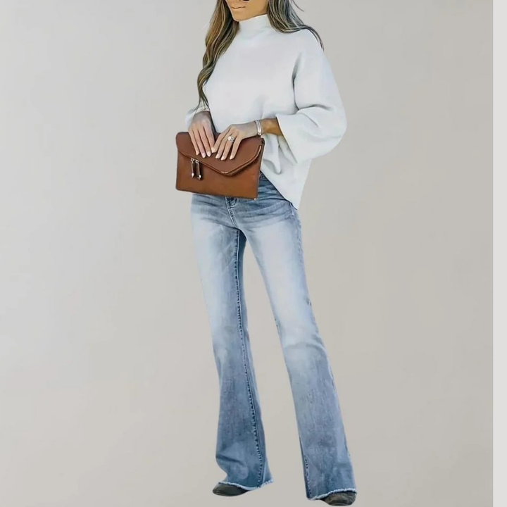 Dámske Rifle Rozšírené S Vysokým Pásom Bootcut Retro Strih