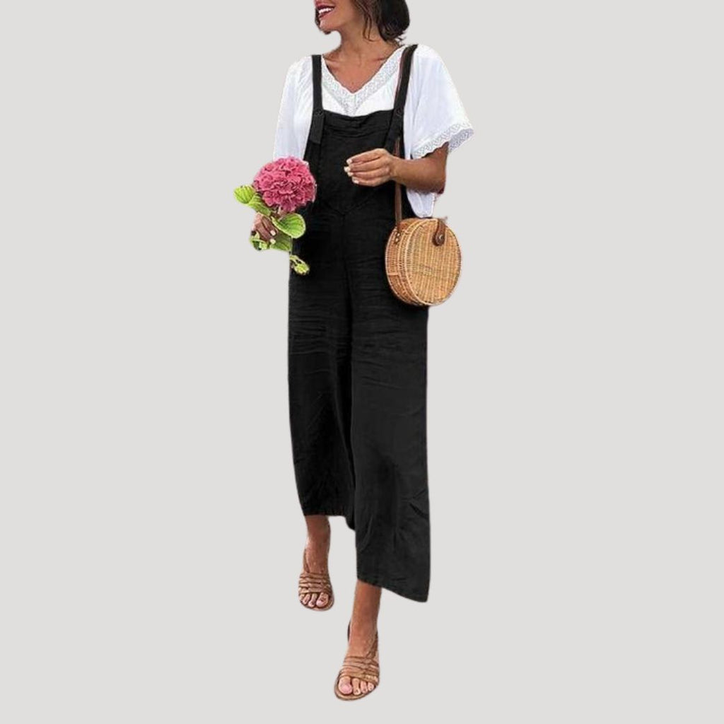 Women’s Linen Overalls Wide Leg Suspender Jumpsuit Pants
