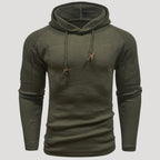 Men’s Knit Pullover Hoodie Ribbed Sleeve Sweatshirt