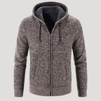 Men’s Sherpa Lined Zip Hoodie Textured Knit Jacket