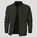 Men’s Textured Zip Up Bomber Jacket Casual Outerwear Coat