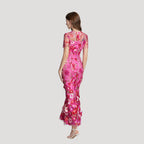 Women’s Summer Dress Floral Midi Sheer Embroidered Bodycon