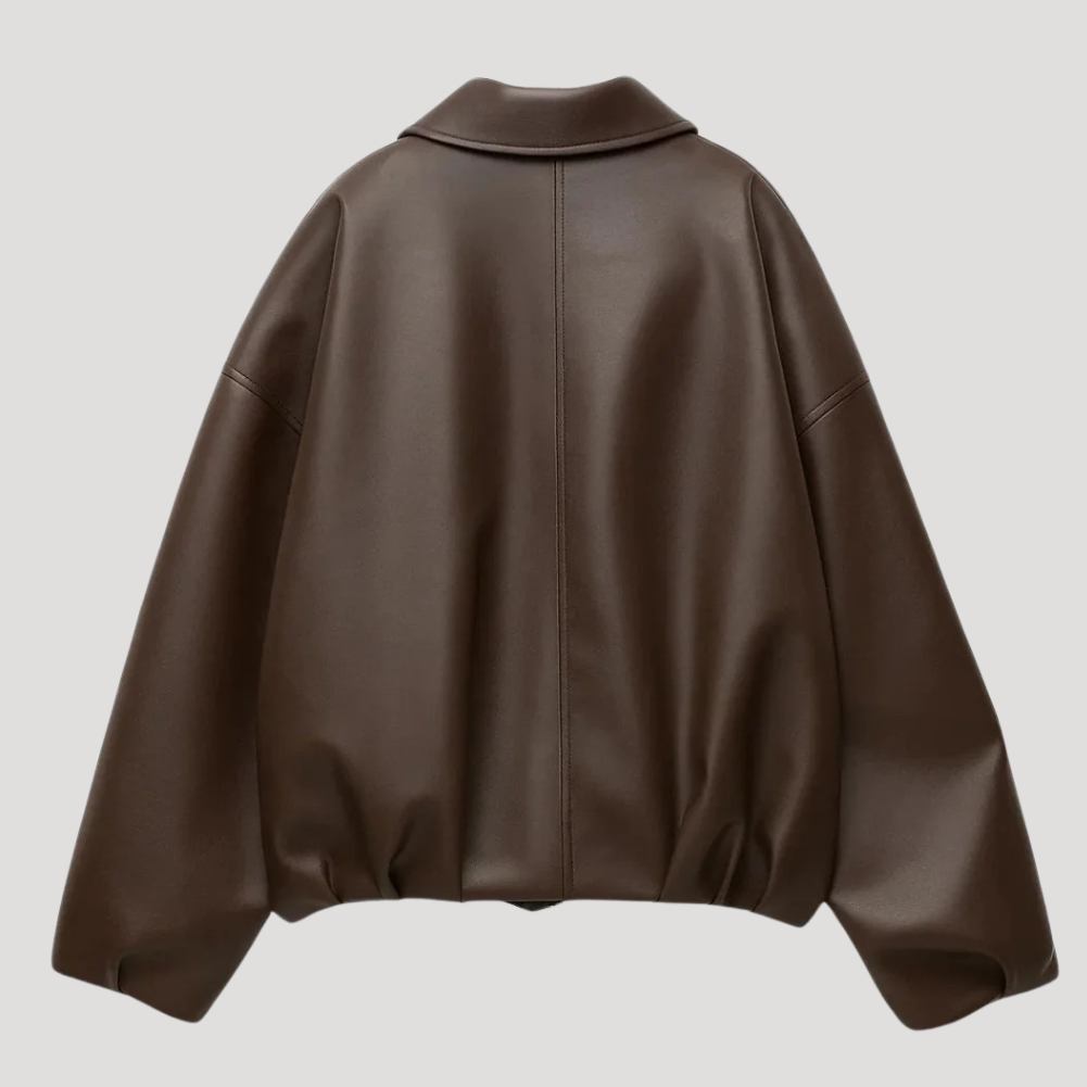 Dámska Bomber Bunda Z Umelej Kože Na Zips