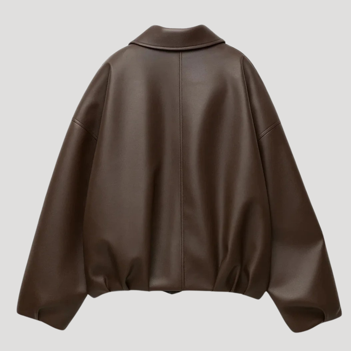 Dámska Bomber Bunda Z Umelej Kože Na Zips