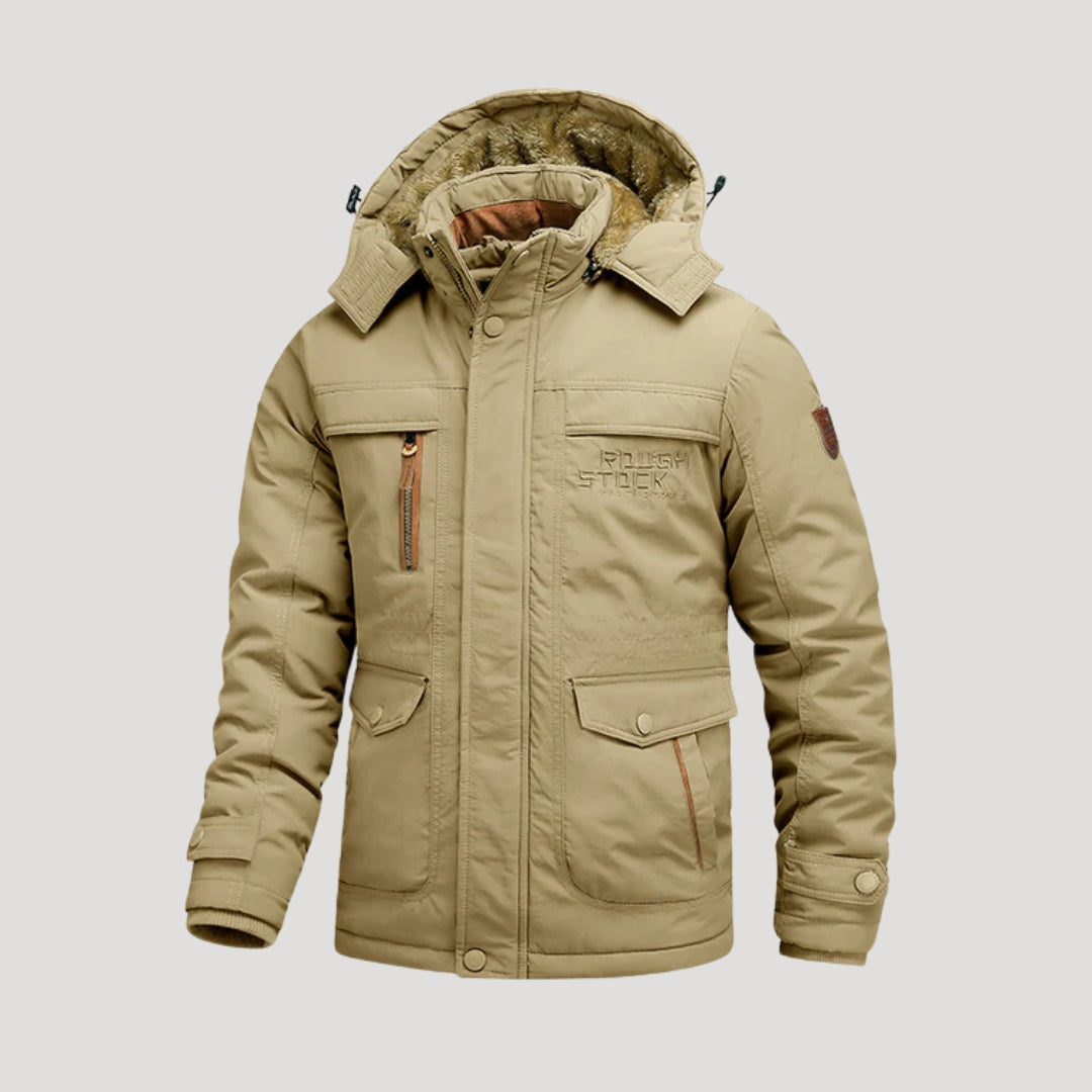 Men’s Hooded Jacket Zip Pockets Utility Outerwear