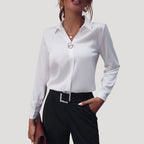 Women’s Button Down Collared Blouse Long Sleeve Office Top