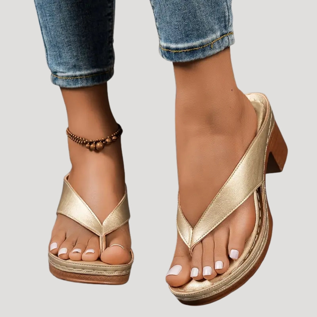 Women’s Sandals Slide Heeled Thong Open Toe Casual
